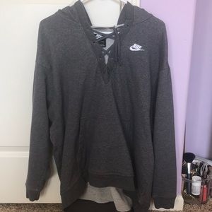 Oversized Nike Gray Sweatshirt with Hoodie